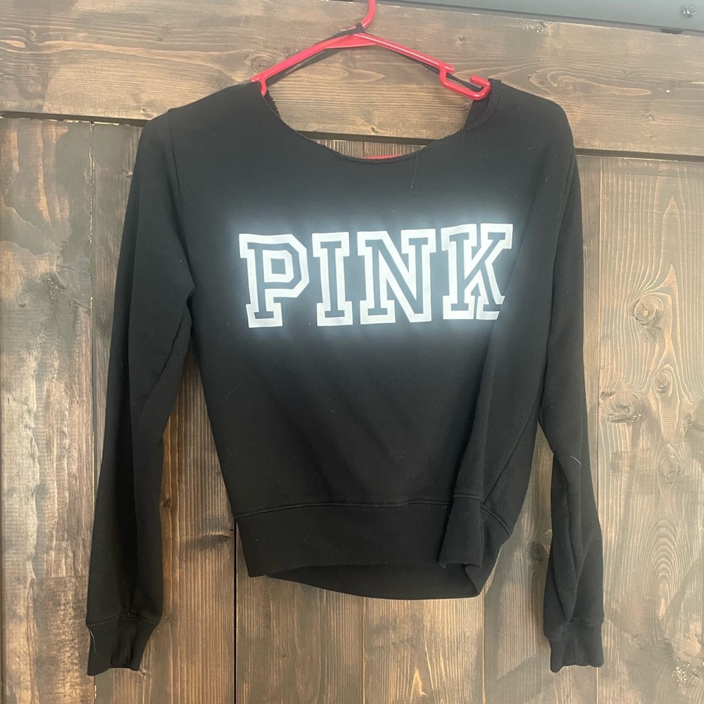 Pink Off the Shoulder Cropped Sweater